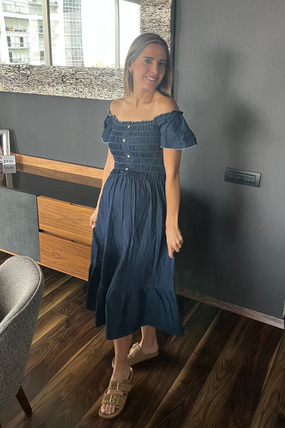Vestido de maternidad mezclilla midi Unitalla
