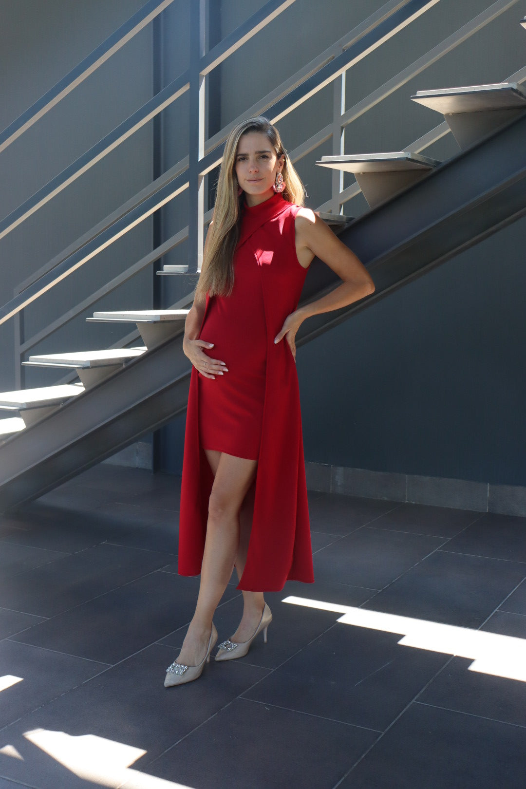 Vestido Elena de maternidad rojo vertigo