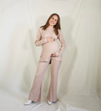 Conjunto de maternidad Cinthya manga larga, beige caliente