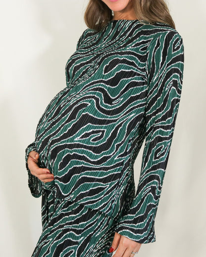 Conjunto de maternidad Mayte, verde corrugado
