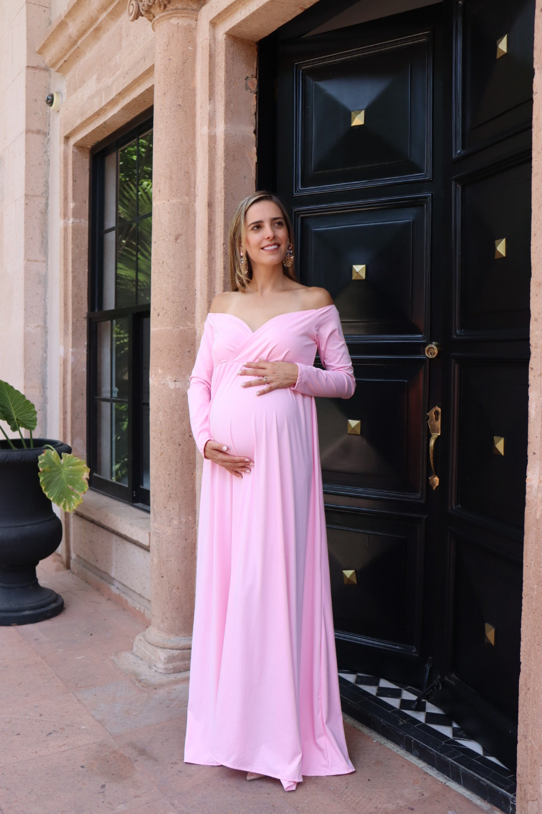 Vestido de maternidad sesión Alberta rosa chicle rosa