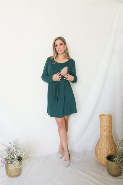 Vestido maternidad y lactancia Romina verde caliente CH a XXG