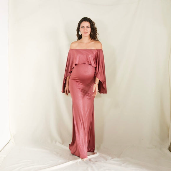 Vestido de maternidad Amparo, rosa fuerte brilloso licra CH