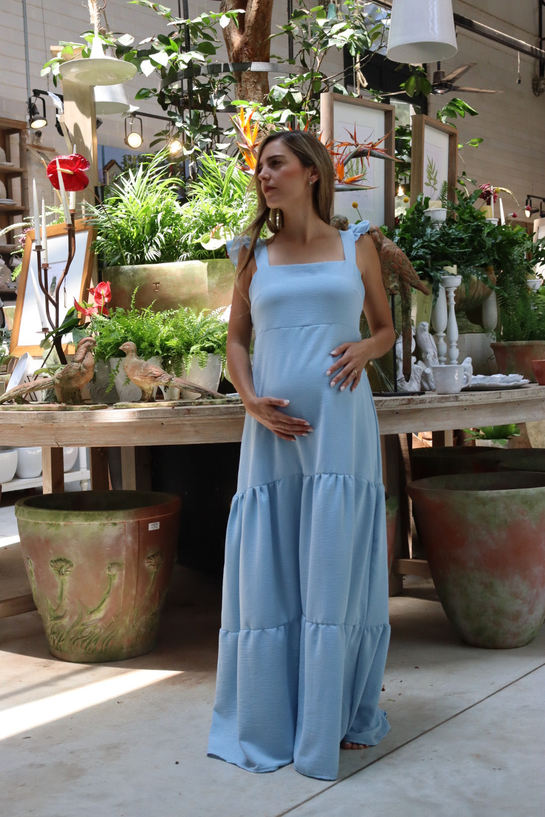 Vestido de maternidad Dalia jaspe azul