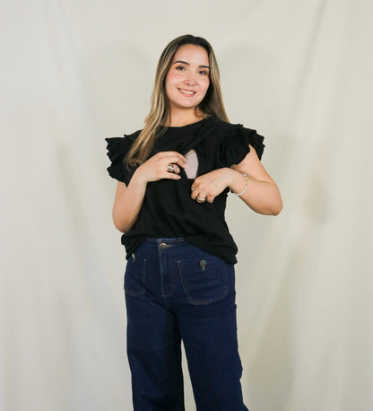 Nursing blouse, Adri black cotton