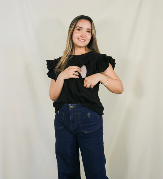 Blusa de lactancia, Adri negra algodón