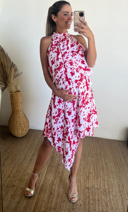 Vestido de maternidad y lactancia Ariel, roja flores CH