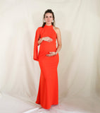 Vestido de maternidad Carola, naranja vértigo