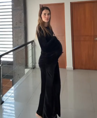 Conjunto de maternidad Mayte, negro terciopelo