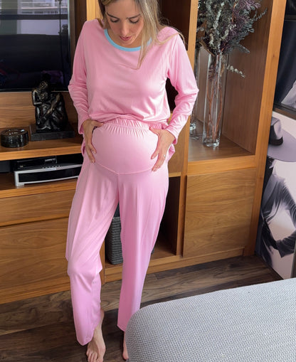 Pijama de maternidad y lactancia Rosa