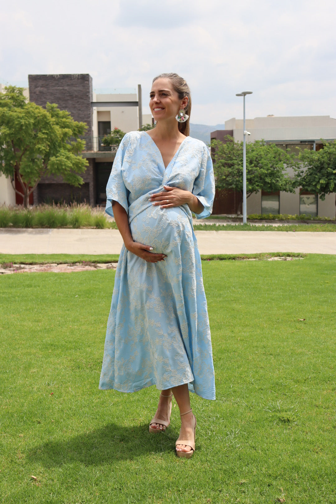 Vestido de maternidad Alicia azul encaje