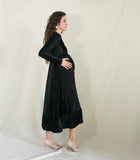 Vestido de maternidad, negro terciopelo rayas Gaby largo