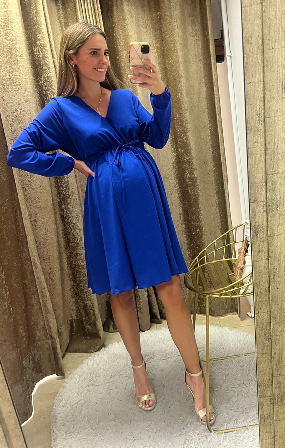 Vestido de maternidad, Sofia azul rey mangas largas