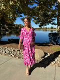 Maternity dress, Ursula pink flowers roses