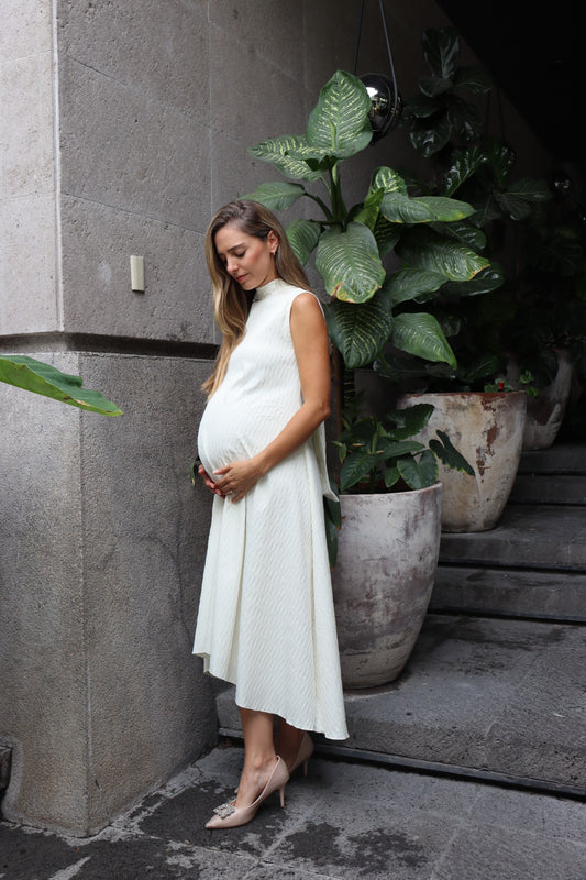 Vestido de maternidad Sonia, ivory textura