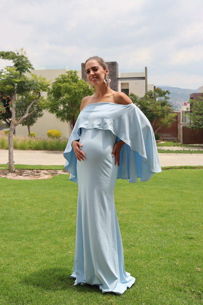 Vestido de maternidad Amparo, Azul bebé licra