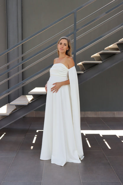 Vestido de maternidad Leonor, ivory neopreno