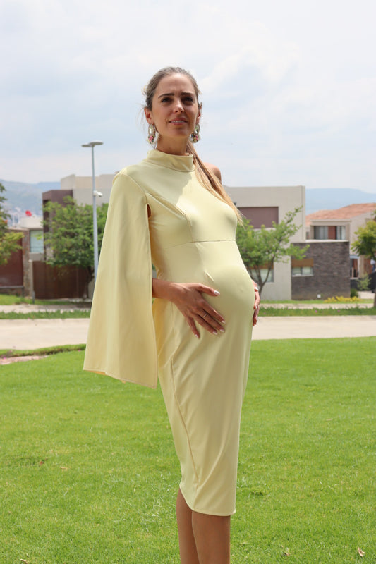 Vestido de maternidad Carola, amarillo pastel corto