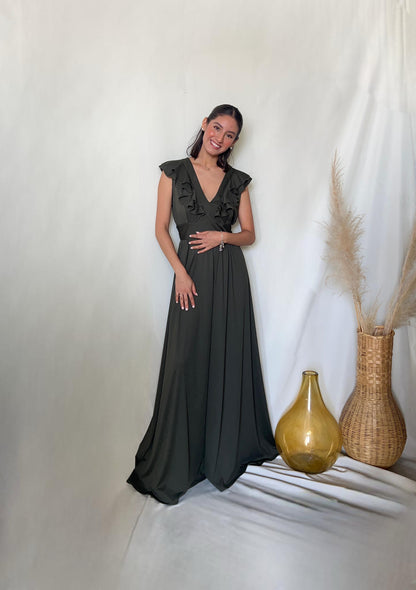 Xiomara de maternidad y lactancia verde licra olivo