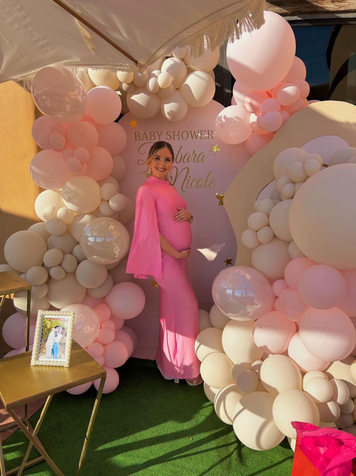 Vestido de maternidad Carola, rosa intenso licra