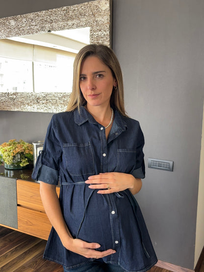 Blusa de maternidad, mezclilla botones
