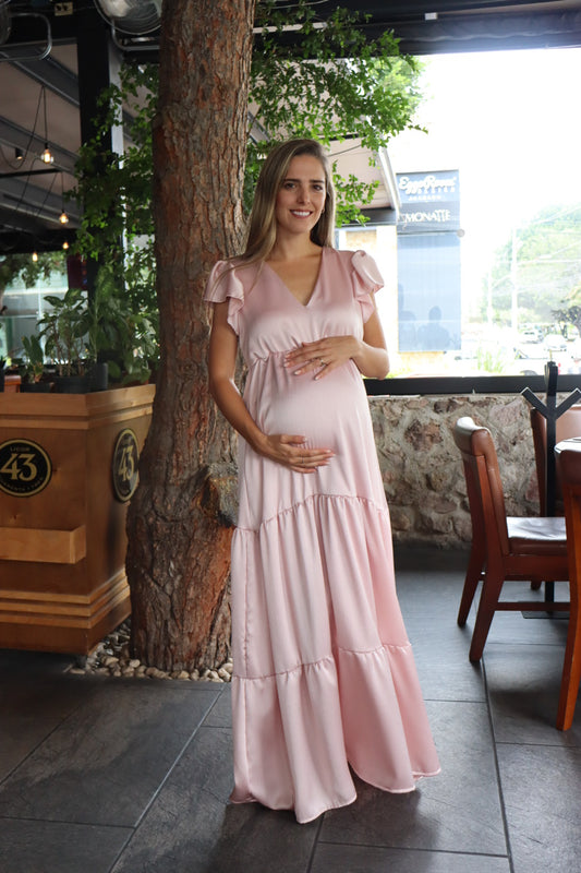 Vestido de maternidad Sofia Dalia rosa lori petal