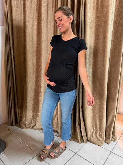 Blusa de maternidad negra lisa brush