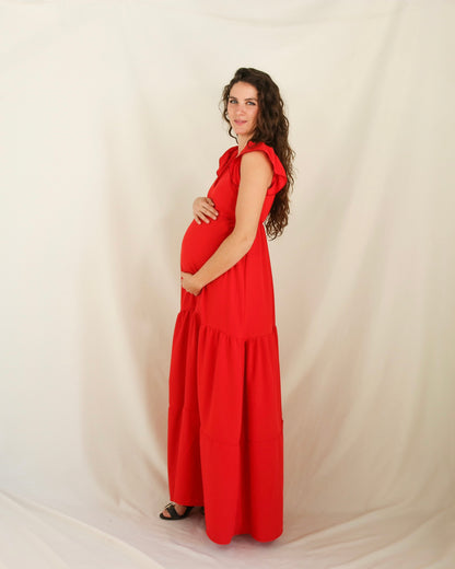 Vestido de maternidad Andrea/Dalia rojo M-G-XG