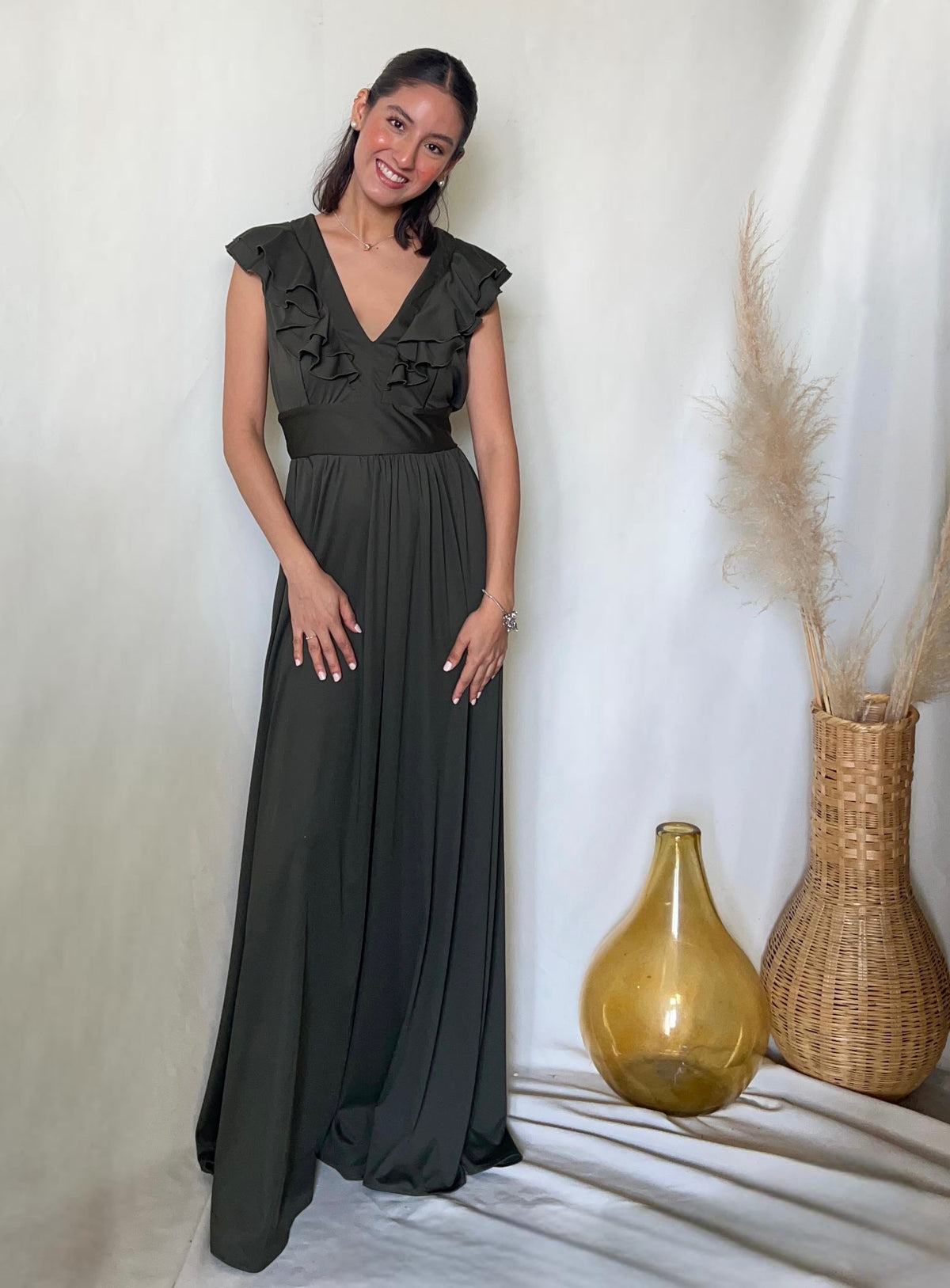 Xiomara de maternidad y lactancia verde licra olivo