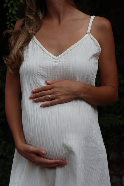 Vestido de maternidad, tirantes danusha Ivory textura
