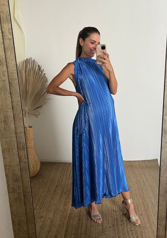Vestido de maternidad Sonia, azul rayas