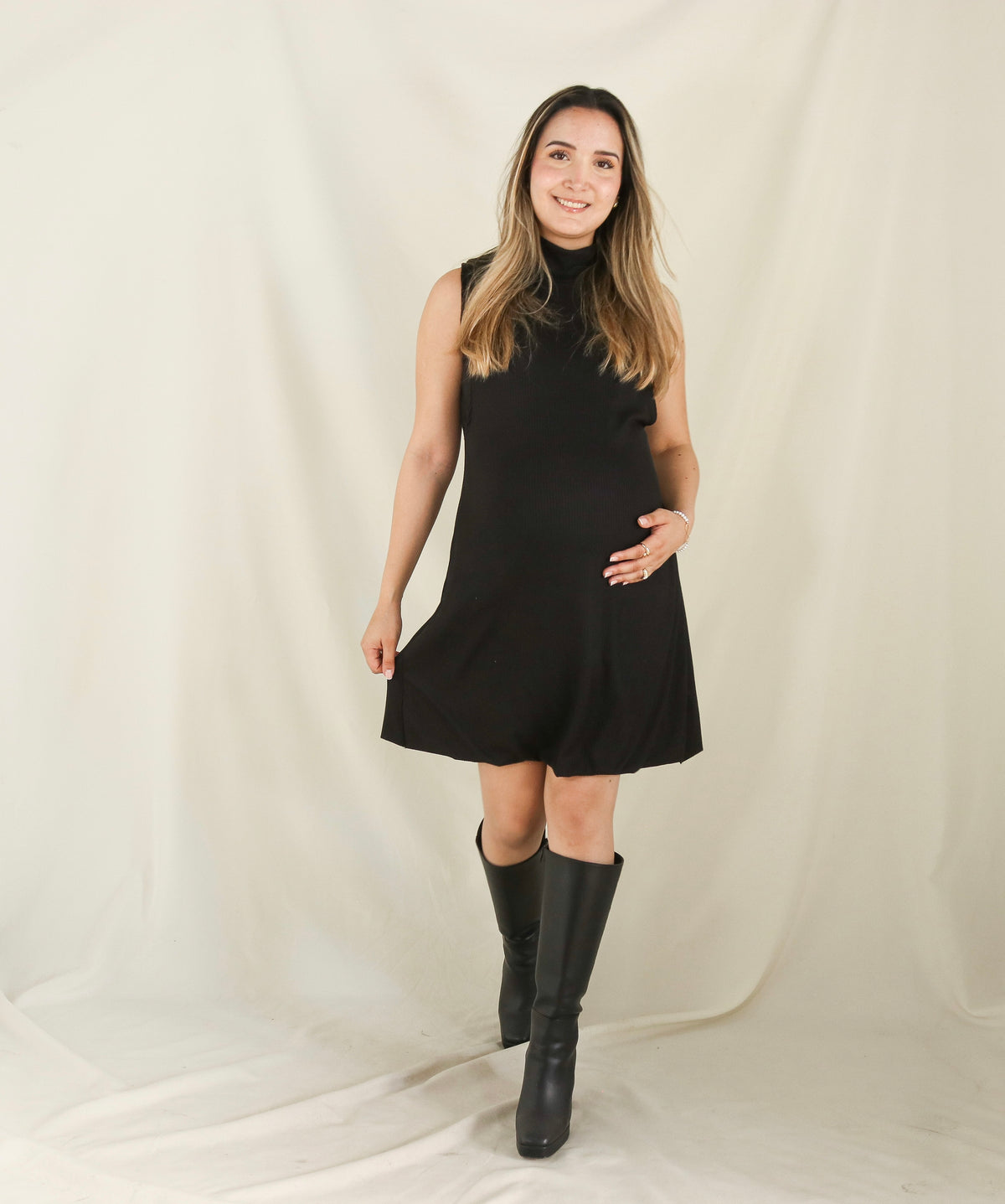 Maternity Dress, Black Turtleneck Sleeveless