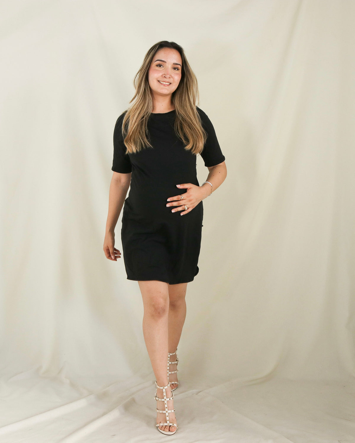 Vestido de maternidad y lactancia negro, Belinda Algodón (M y XG)