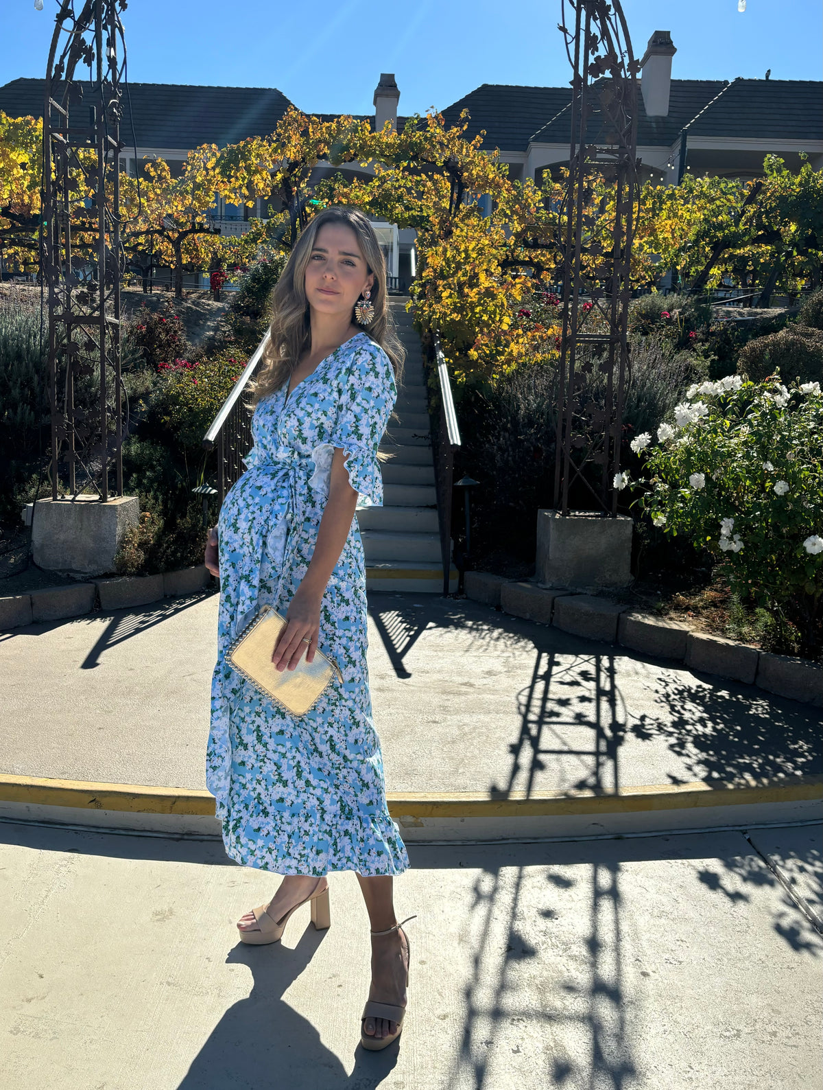 Maternity dress, Úrsula little blue flowers