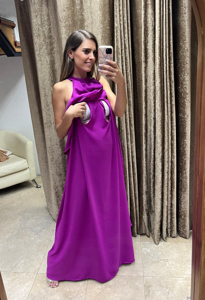Vestido Ariel de maternidad y lactancia color mulberry CH, M y XG