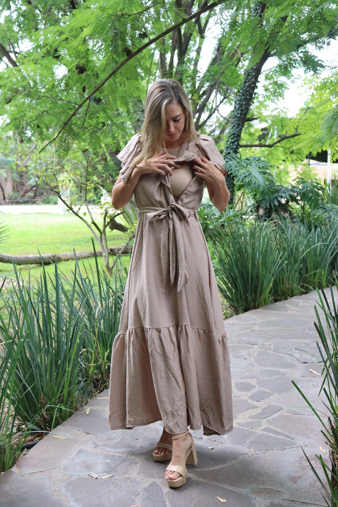 Vestido Mia de lactancia, beige CH