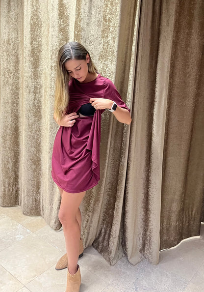 Vestido de maternidad y lactancia vino, Belinda CH