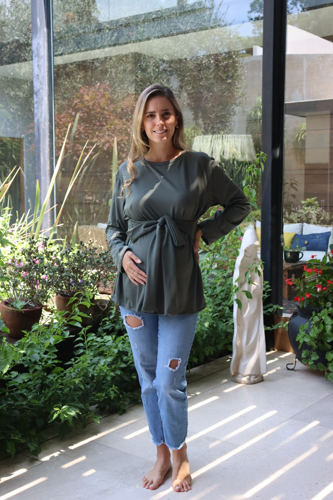 Blusa de maternidad, Paulina verde algodón