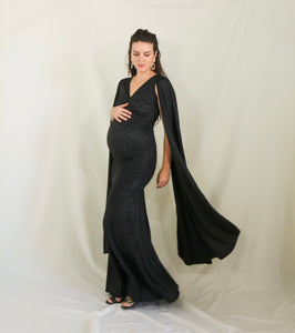 Vestido de maternidad Eliana, negro brillos CH,M y G