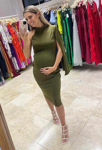 Vestido de maternidad Carola, verde olivo Ponti Roma corto