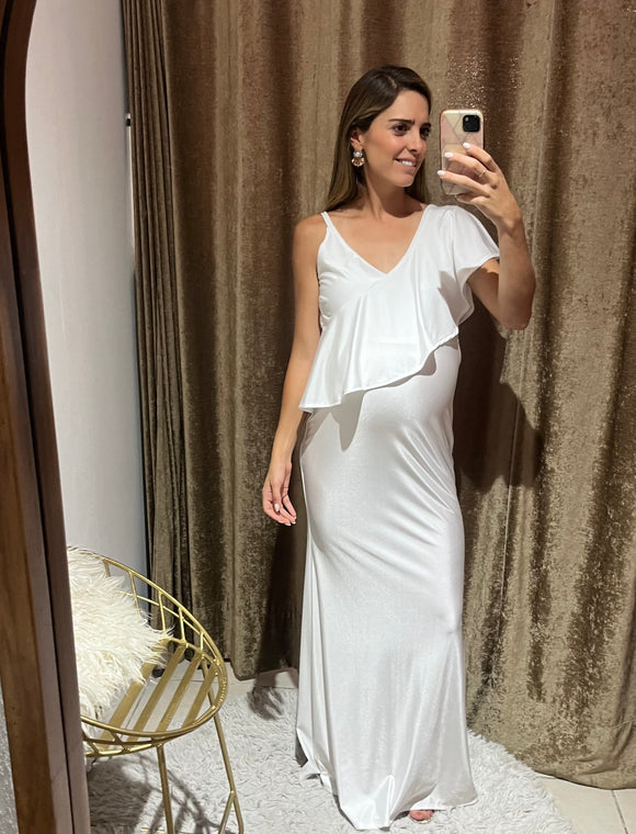 Vestido de maternidad Linda, Ivory brilloso