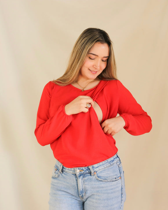 White ruffle nursing sweater