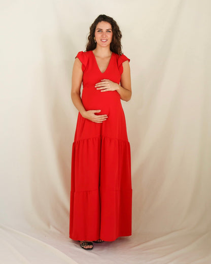 Vestido de maternidad Andrea/Dalia rojo M-G-XG