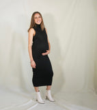 Maternity Dress, Black Turtleneck Sleeveless Long