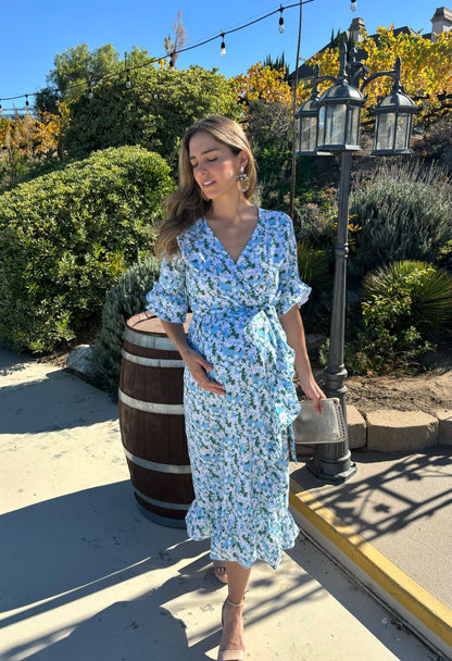 Maternity dress, Úrsula little blue flowers