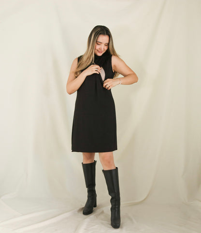Maternity Dress, Black Turtleneck Sleeveless