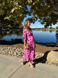 Maternity dress, Ursula pink flowers roses