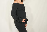 Vestido de maternidad negro corrugado