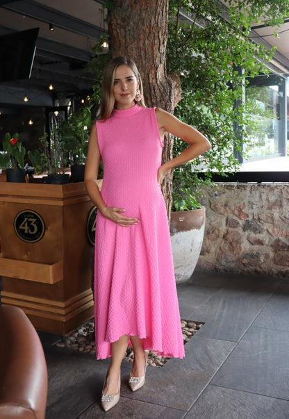 Vestido de maternidad Sonia, rosa kirbi textura