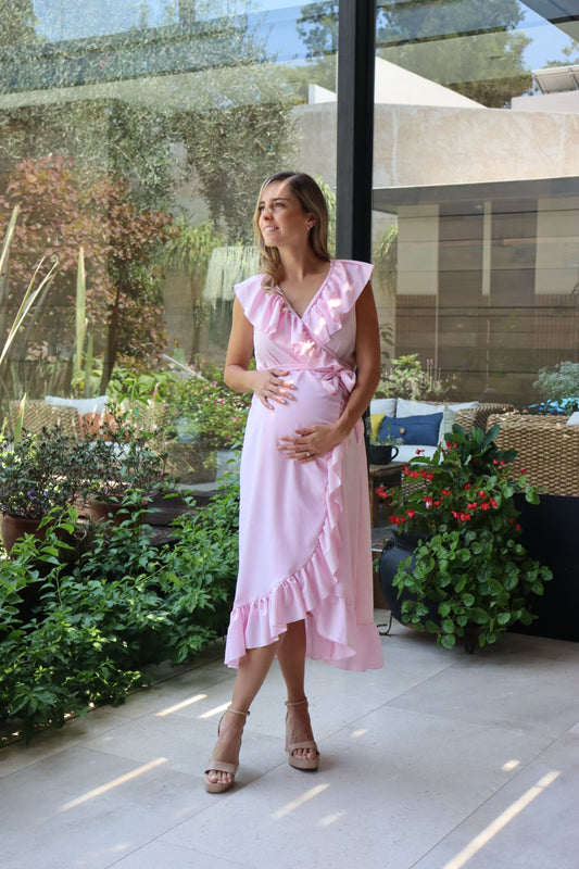 Vestido de maternidad María Luisa, rosa claro